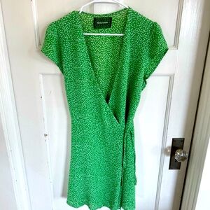 Reformation Dawn green floral wrap dress size large.